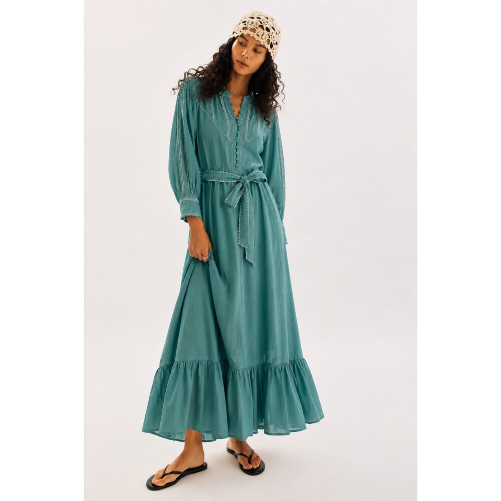 Ex Voto Embroidered Boho Maxi Dress Small Prairie Cottagecore Boho Folk Festival